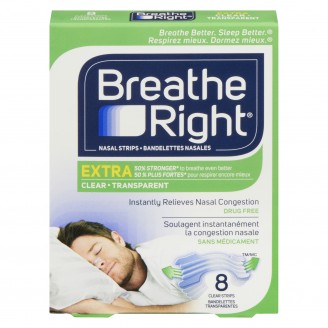 Breathe Right Nasal Strips, Extra Strength - 8 Clear Strips